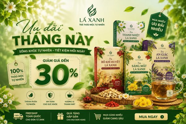banner web thương hiệu trà thảo mộc lá xanh