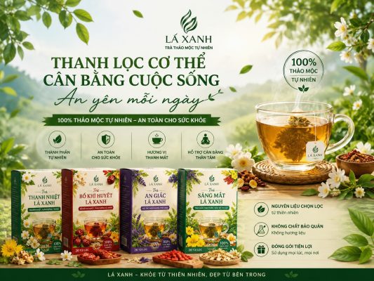 banner web thương hiệu trà thảo mộc lá xanh
