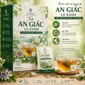 Trà An Giấc Lá Xanh từ tâm sen, lạc tiên và hoa nhài giúp thư giãn tinh thần, hỗ trợ ngủ ngon, ngủ sâu giấc và giảm căng thẳng tự nhiên.