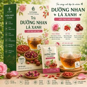 Trà Dưỡng Nhan Lá Xanh từ hoa hồng, kỷ tử và táo đỏ hỗ trợ chăm sóc sắc đẹp tự nhiên