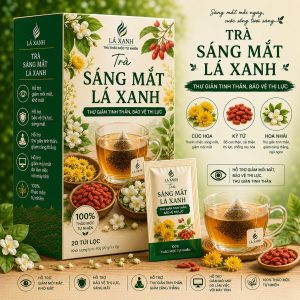 Trà Sáng Mắt Lá Xanh hỗ trợ giảm mỏi mắt bảo vệ thị lực từ cúc hoa kỷ tử và hoa nhài